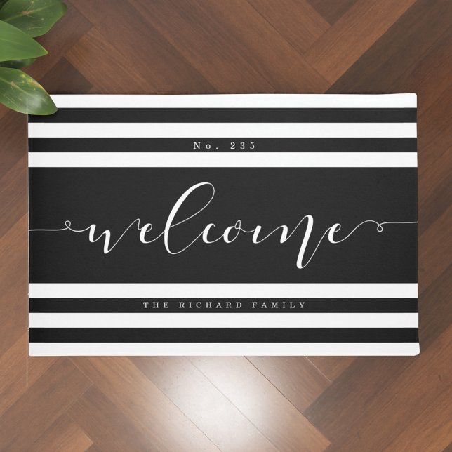 Felpudo Bienvenida Número moderno de la casa de stripe y n (Subido por el creador)
