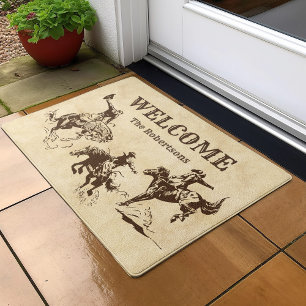 Felpudo Bienvenida occidental de Cowboy Rodeo