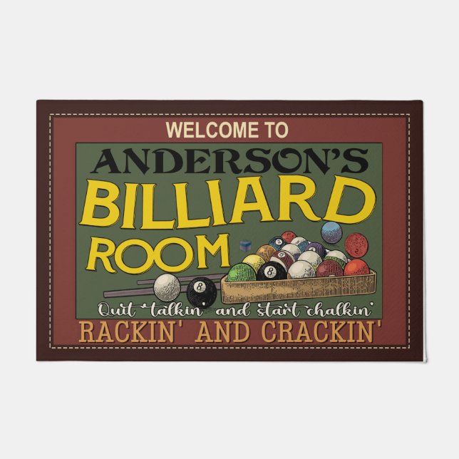 Felpudo Bienvenida Personalizada A Billiard Room Doormat (Anverso)