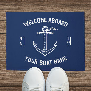 Felpudo Bienvenida Personalizada a Bordo Nombre del Barco