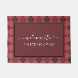Felpudo Bienvenida personalizada a los Red Buffalo Plaid d