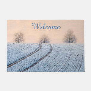 Felpudo Bienvenida personalizada de Hoarfrost en el paisaj