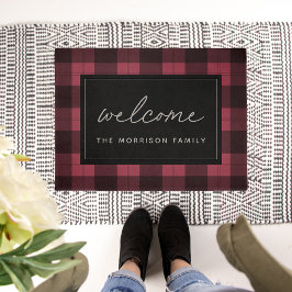 Felpudo Bienvenida personalizada de Red & Black Plaid