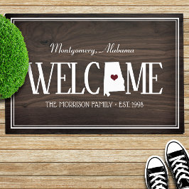 Felpudo Bienvenida personalizada de Woodgrain en Alabama