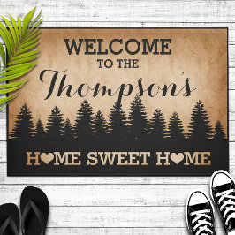 Felpudo Bienvenida personalizada (marrón) a Pines Rusticos