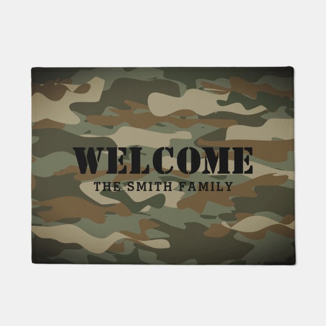 Felpudo Bienvenida personalizado de camuflaje militar del  (Anverso)