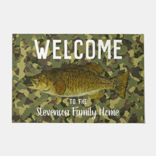 Felpudo Bienvenida Pesca Smallmouth Bass Nombre familia Ca