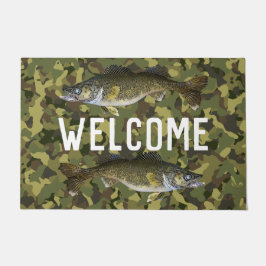 Felpudo Bienvenida Pesca Walleye Pescado Camo Hogar