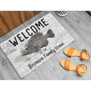Felpudo Bienvenida Pescado Crappie Nombre Familia Casa Alq
