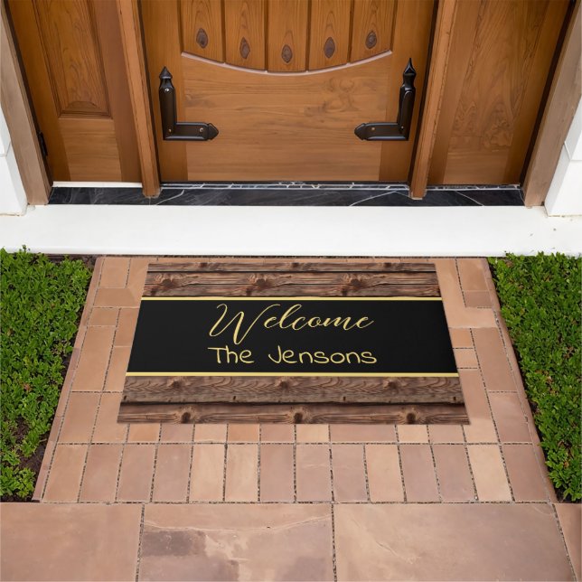 Felpudo Bienvenida Rustic Brown Weathered Faux Wood (Exterior)