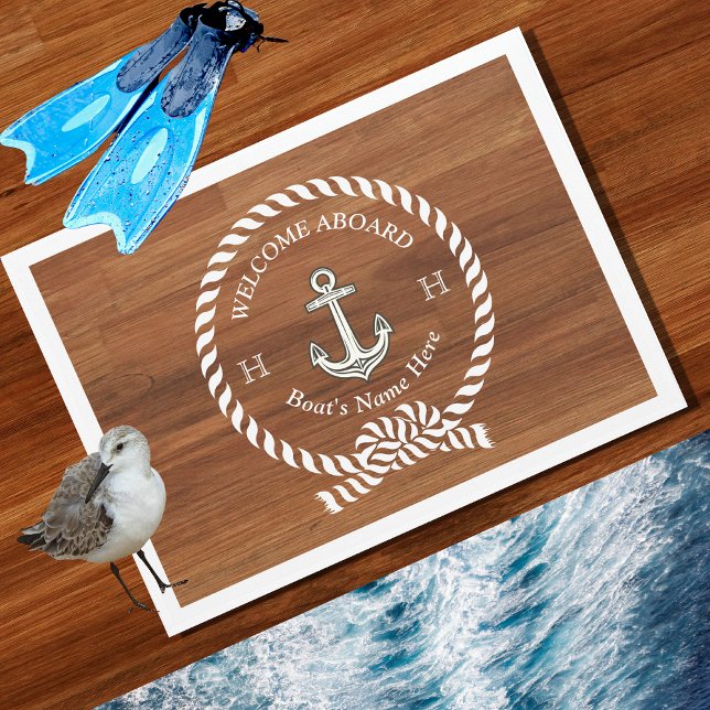 Felpudo Bienvenida Rústica Nautical Bote Name Anchor Rope (Subido por el creador)