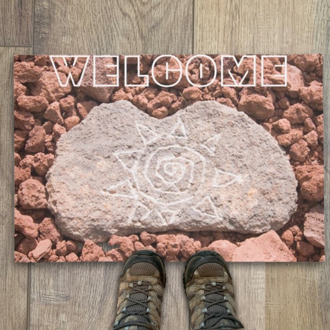 Felpudo BIENVENIDA Sun Suroeste Etched Arizona Lava Rock (Subido por el creador)