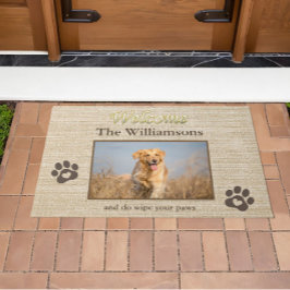 Felpudo Bienvenida textura de Burlap, Personalizado de Hum