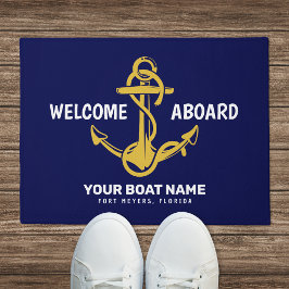 Felpudo Bienvenido a bordo Nombre del barco náutico azul m