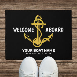Felpudo Bienvenido a bordo Nombre del barco negro náutico 
