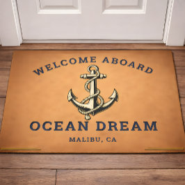 Felpudo Bienvenido a bordo personalizado náutico, nombre d