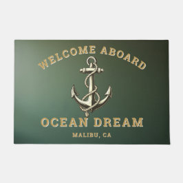 Felpudo Bienvenido a bordo personalizado náutico, nombre d