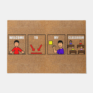 Felpudo Bienvenido A Mi Clase Mat, Clase Cuta