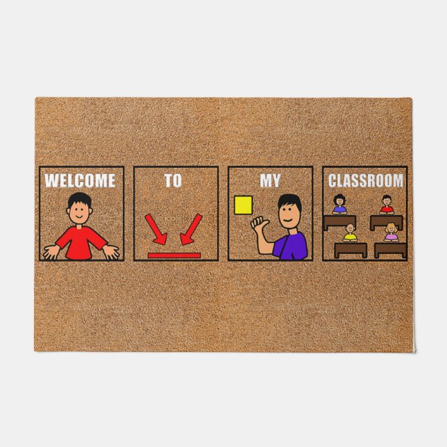 Felpudo Bienvenido A Mi Clase Mat, Clase Cuta (Anverso)