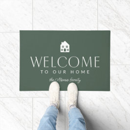 Felpudo Bienvenido a nuestra casa, sencillo y elegante, ve