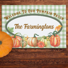 Felpudo Bienvenido A Nuestra Familia De Parches De Calabaz