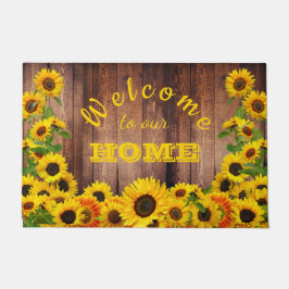 Felpudo Bienvenido a nuestro hogar girasoles amarillos mad
