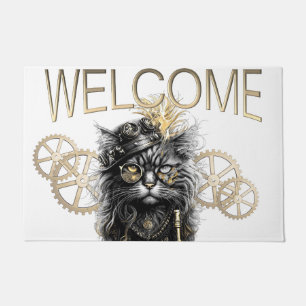 Felpudo Bienvenido a Sprocket-Paws El Gato Funky Steampunk