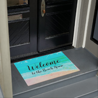 Felpudo Bienvenido al Beach House Ocean Black Text
