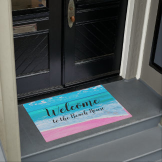 Felpudo Bienvenido al Beach House Pink Sand Beach Ocean