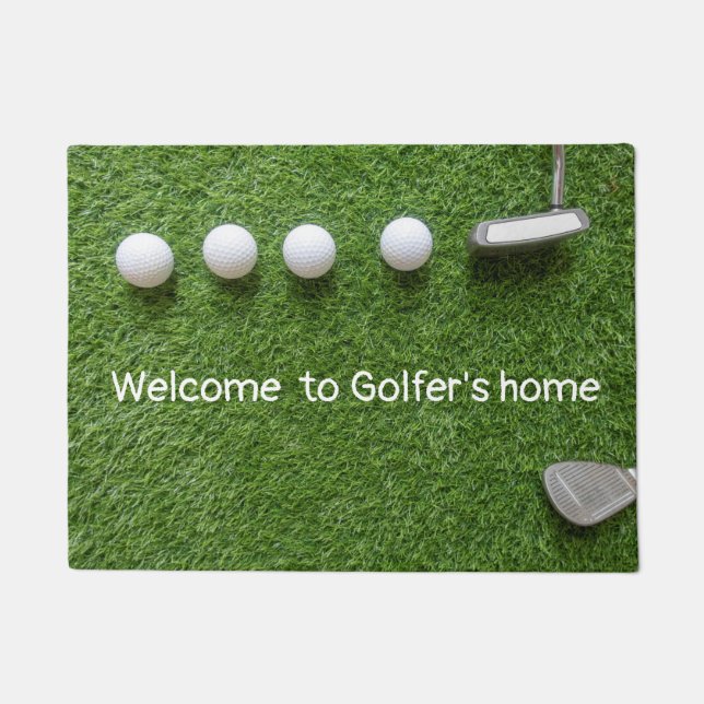 Felpudo Bienvenido al hogar del golfista (Anverso)