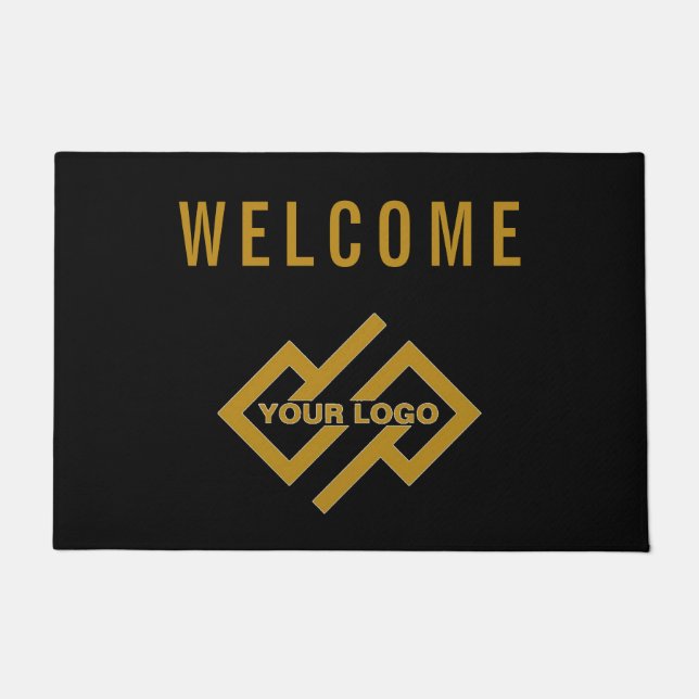 Felpudo Bienvenido al logotipo de su empresa Mat Black Gol (Anverso)