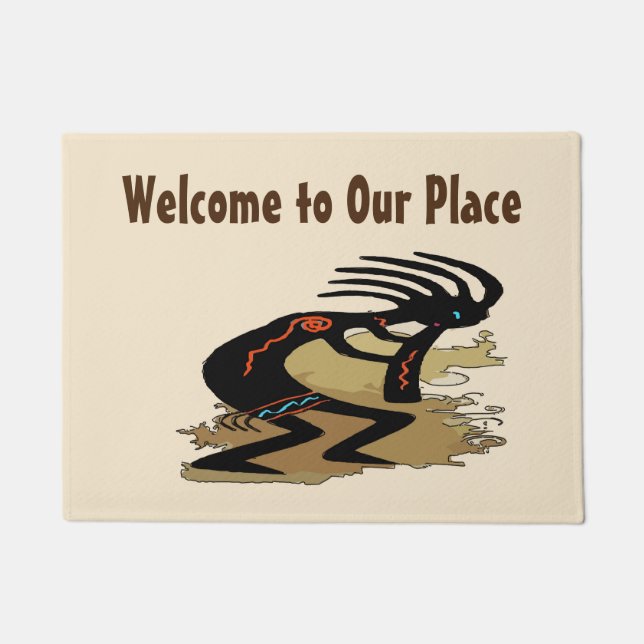 Felpudo Bienvenido, edita texto, Cocopelli (Anverso)