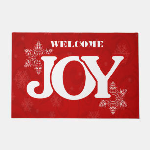 Felpudo Bienvenido JOY en Navidad Roja Elegante