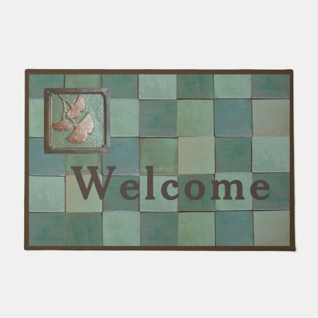 Felpudo Bienvenido Mat con azulejos de Gingko (Anverso)