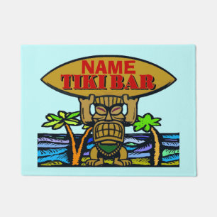 Felpudo Bienvenido Mat, Tiki Bar, Añadir nombre Doormat
