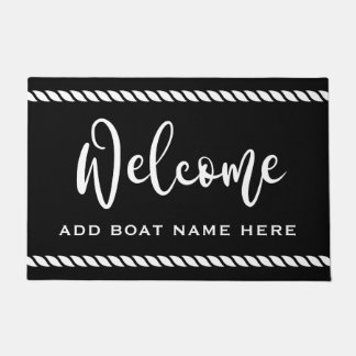Felpudo Bienvenido nombre de barco personalizado cuerda bo