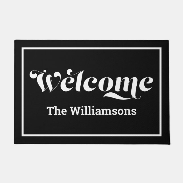Felpudo Bienvenido nombre de familia personalizado Script  (Anverso)