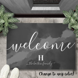 Felpudo Bienvenido Nombre de la familia personalizada en b