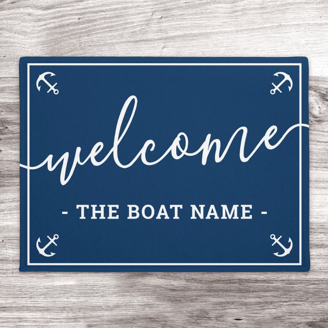 Felpudo Bienvenido nombre del barco personalizado y anclas (Subido por el creador)