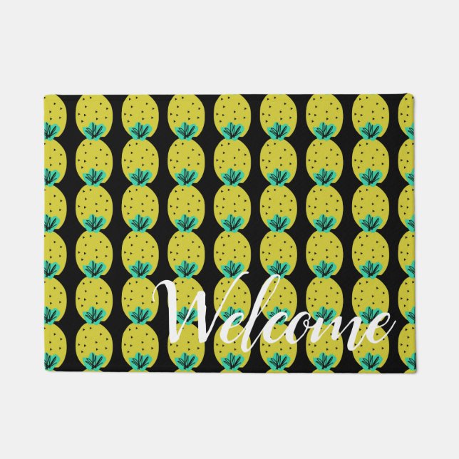 Felpudo Bienvenido Piña Doodles Personalizado (Anverso)