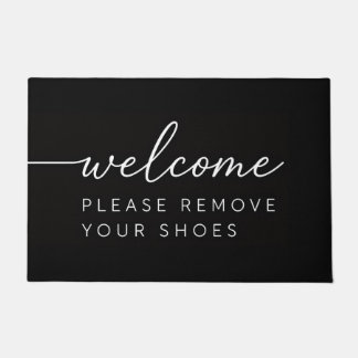 Felpudo Bienvenido Por Favor Quita Tus Zapatos Negro