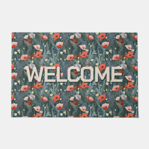 Felpudo Bienvenido Red Poppy Meadow