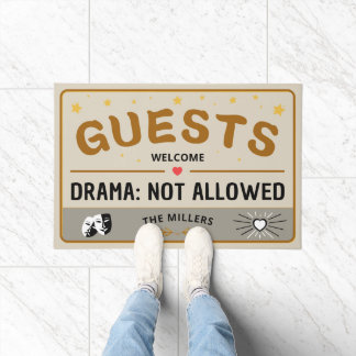 Felpudo Bienvenido sin drama, apellido personalizable