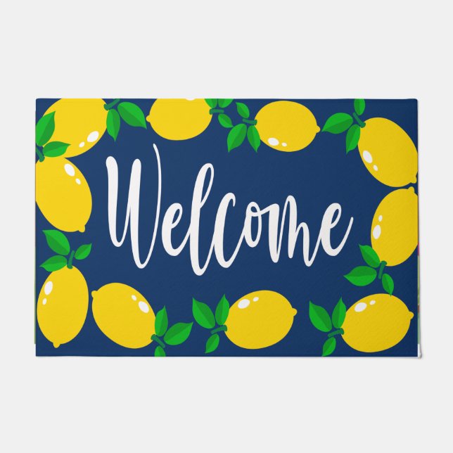 Felpudo Bienvenido Yellow Lemon Doormat, Lemon Lover Mat (Anverso)