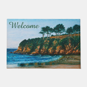 Felpudo Bienvenidos a Brittany Rocky Coast Beach Painting 