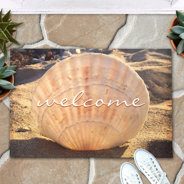 Felpudo Bienvenidos a California Sandy Beach Seashell Phot (Subido por el creador)