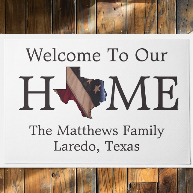 Felpudo Bienvenidos a Casa Bandera de Estados Unidos Texas (Welcome Home USA Flag Texas Map Doormat
)