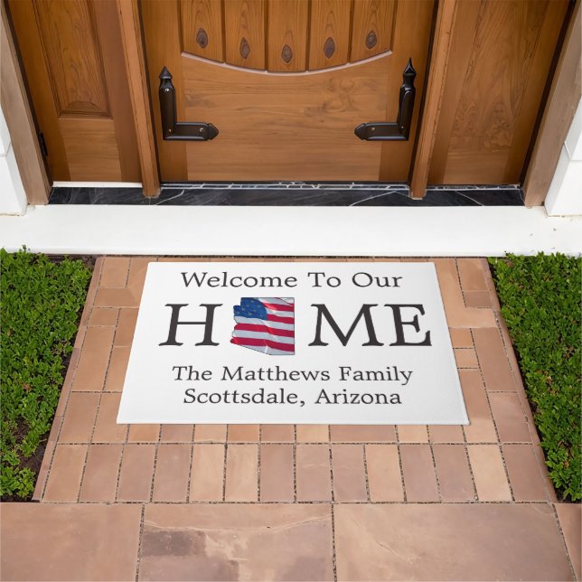 Felpudo Bienvenidos a Casa USA Bandera Arizona Map Doormat (Exterior)