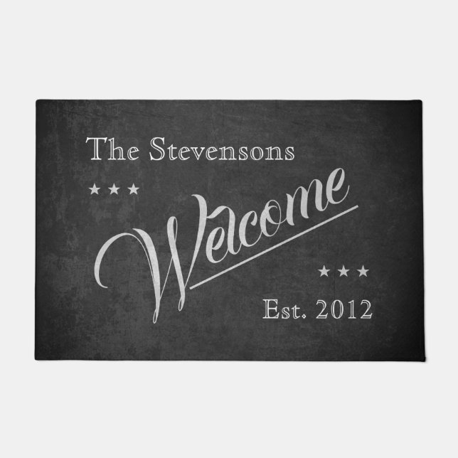 Felpudo Bienvenidos a Chalkboard Personalizable (Anverso)