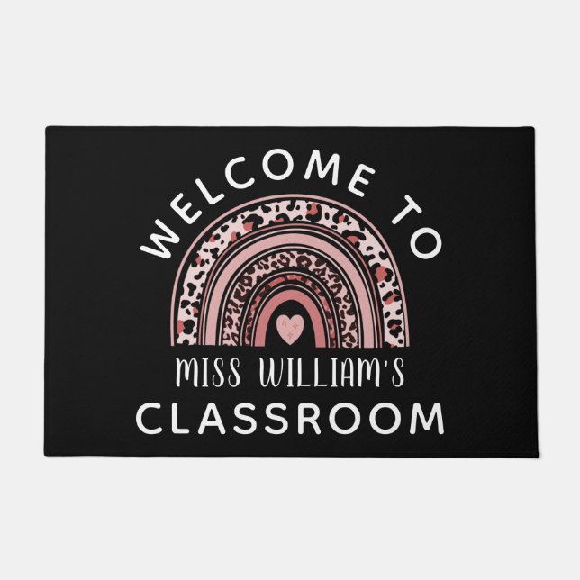 Felpudo Bienvenidos a clase de profesor de arcoiris (Anverso)